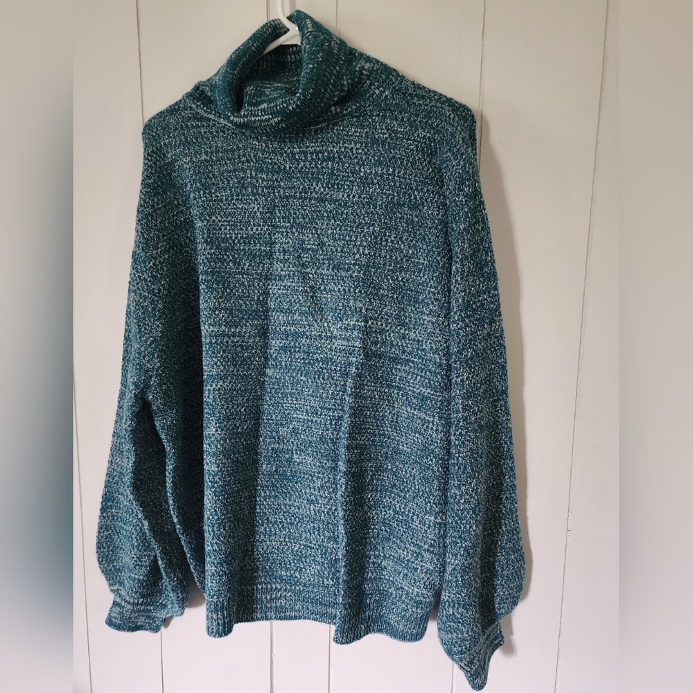 Zenana Color Alien Cozy Teal Turtleneck Sweater 2XL
